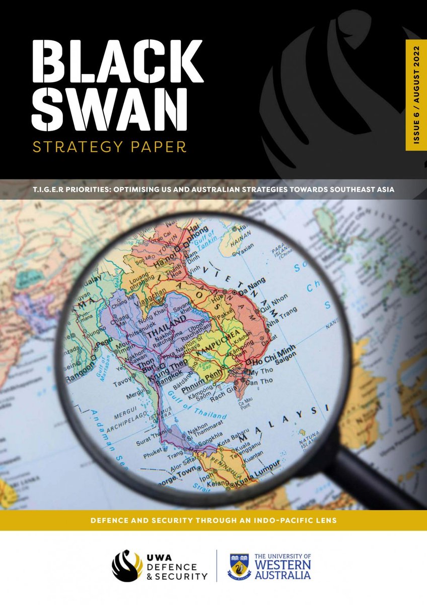 We are pleased to launch a fantastic new <a href="/DefenceUwa/">UWA Defence & Security Institute</a> Black Swan Strategy Paper by <a href="/le2huong/">Dr Huong LE THU</a> 'TIGER Priorities - US &amp; Australian Strategies in Southeast Asia. To download: defenceuwa.com.au/wp-content/upl…