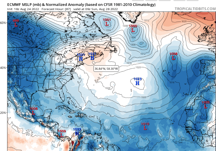 BobbiStorm's tweet photo. Full disclosure I am only showing the EURO model because the 18Z GFS #diditagain Euro sees nothing ish vs the GFS that literally made me dizzy for a minute or two (what was that, is it trying to win a prize for Dancing with the Stars?) #HurricaneSeason #modelwars https://t.co/BDYuuFDPiF