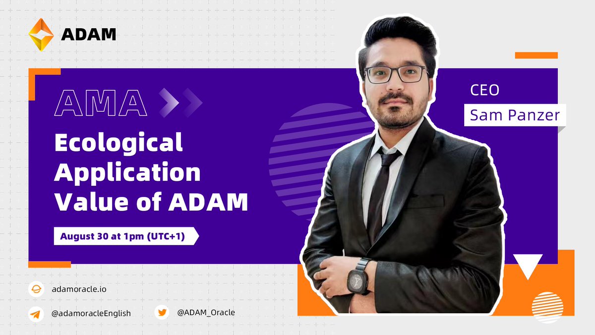 ADAM_Oracle's tweet photo. 📢📢
Set your reminders‼️ Join our #AMA to discuss the ecological application value of #ADAM‼️ 
📍Zoom
⏰August 30 at 1 pm(UTC+1)

💥10ppl share $50 ADAM💥
1⃣Like &amp; RT &amp; Tag 3 Friends
2⃣Drop your #BSC address https://t.co/nOR96FxUyz