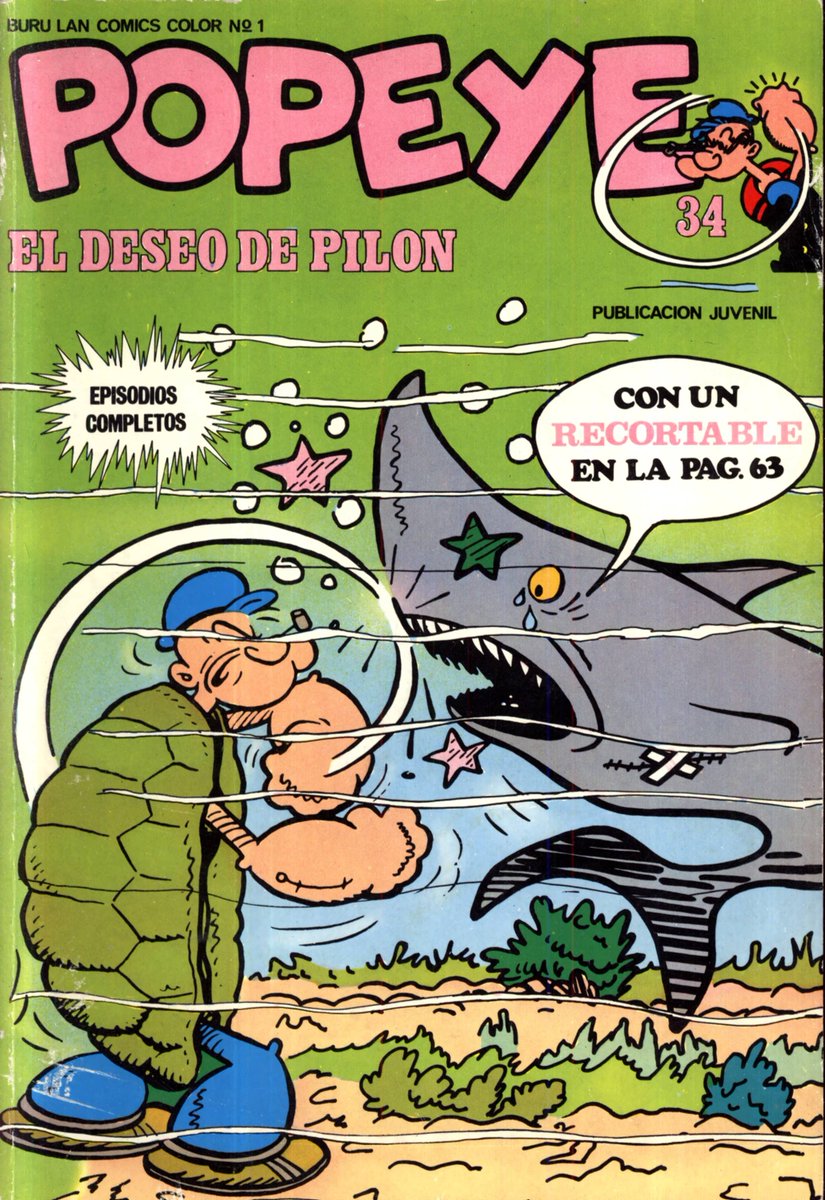 geekbroll's tweet photo. Popeye El Deso De Pilon #34 - Ediciones Buru Lan (Spain) 1973
#popeye #popeyethesailor #popeyecomics #internationalcomics #sharks #sharkweek #comics #comicsinspanish #spanishcomics #kingfeatures #kingfeaturessyndicate https://t.co/NZvFIOYVLQ