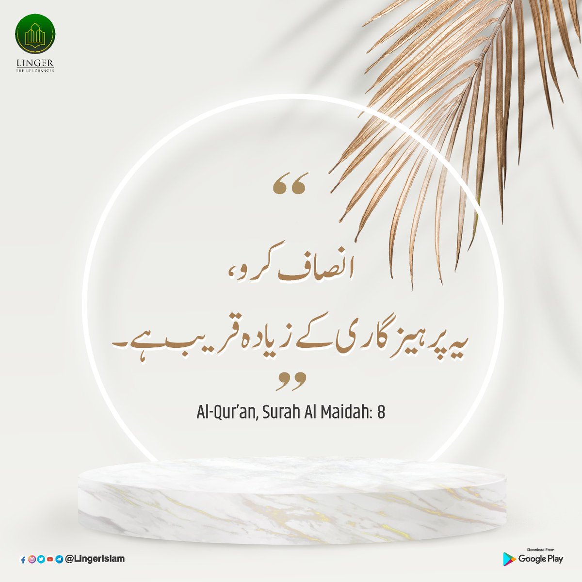 MillatCo's tweet photo. इंसाफ करो, यह परहेजगारी के ज्यादा करीब है ।
Al- Qur'an Surah Al Maidah : 8
#LingerIslam #LearnPlayWin https://t.co/aJzchSPd4Y