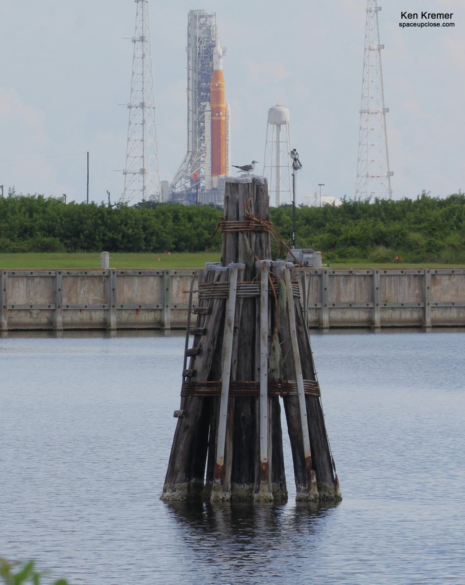 ken_kremer's tweet photo. #NASA #Artemis1 #SLS Mega Moon rocket - seen from KSC press site for uncrewed lunar test flight launch to targeting Aug 29 at 833 AM ET from #pad39B @NASAKennedy @NASA_SLS @NASA_Orion https://t.co/X5PftamfUq
