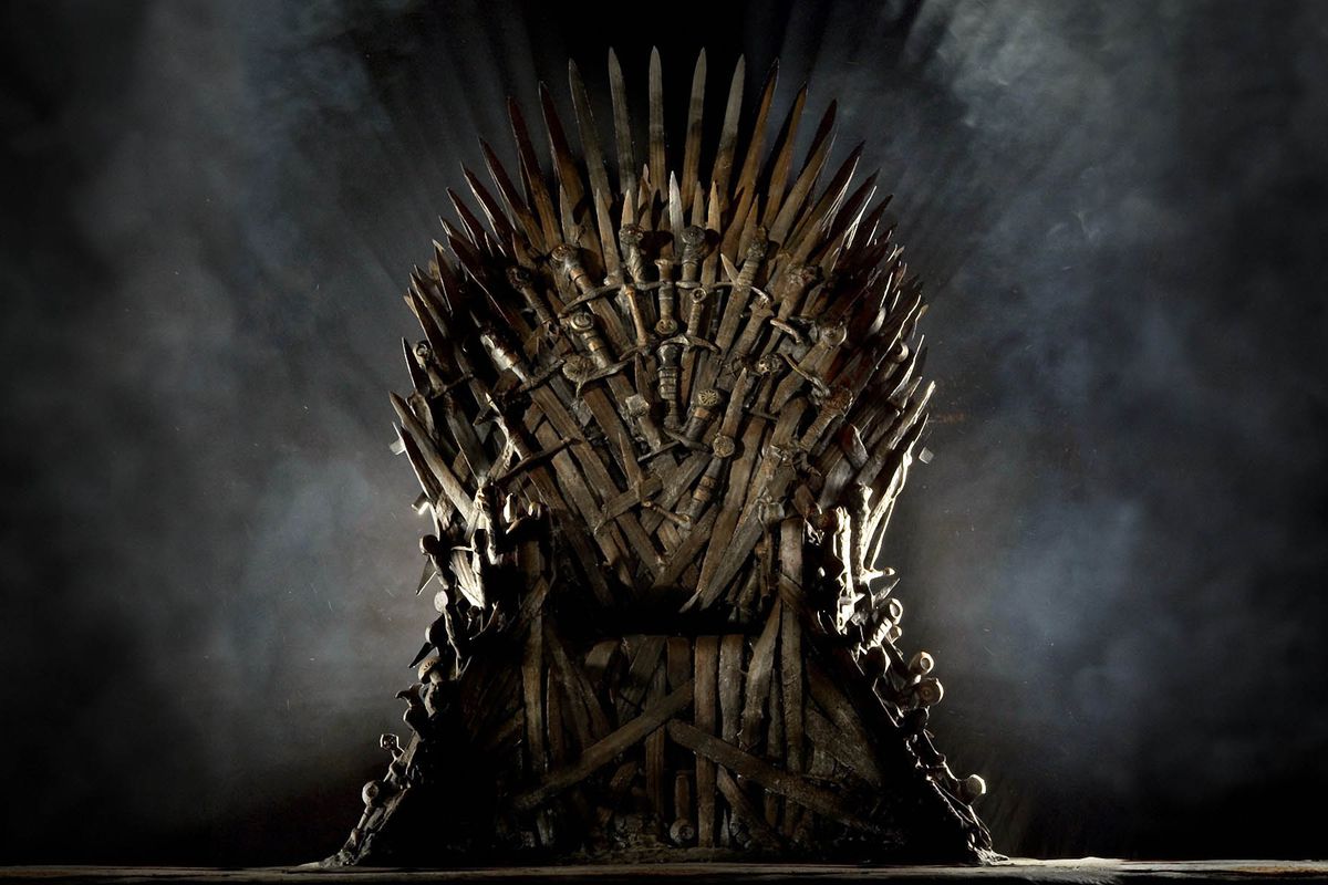 the iron throne in Game of Thrones is just a swordy chair. the iron throne  in the books is ridiculous. the iron throne in House of the Dragon is a  clever compromise., image size:1200x800