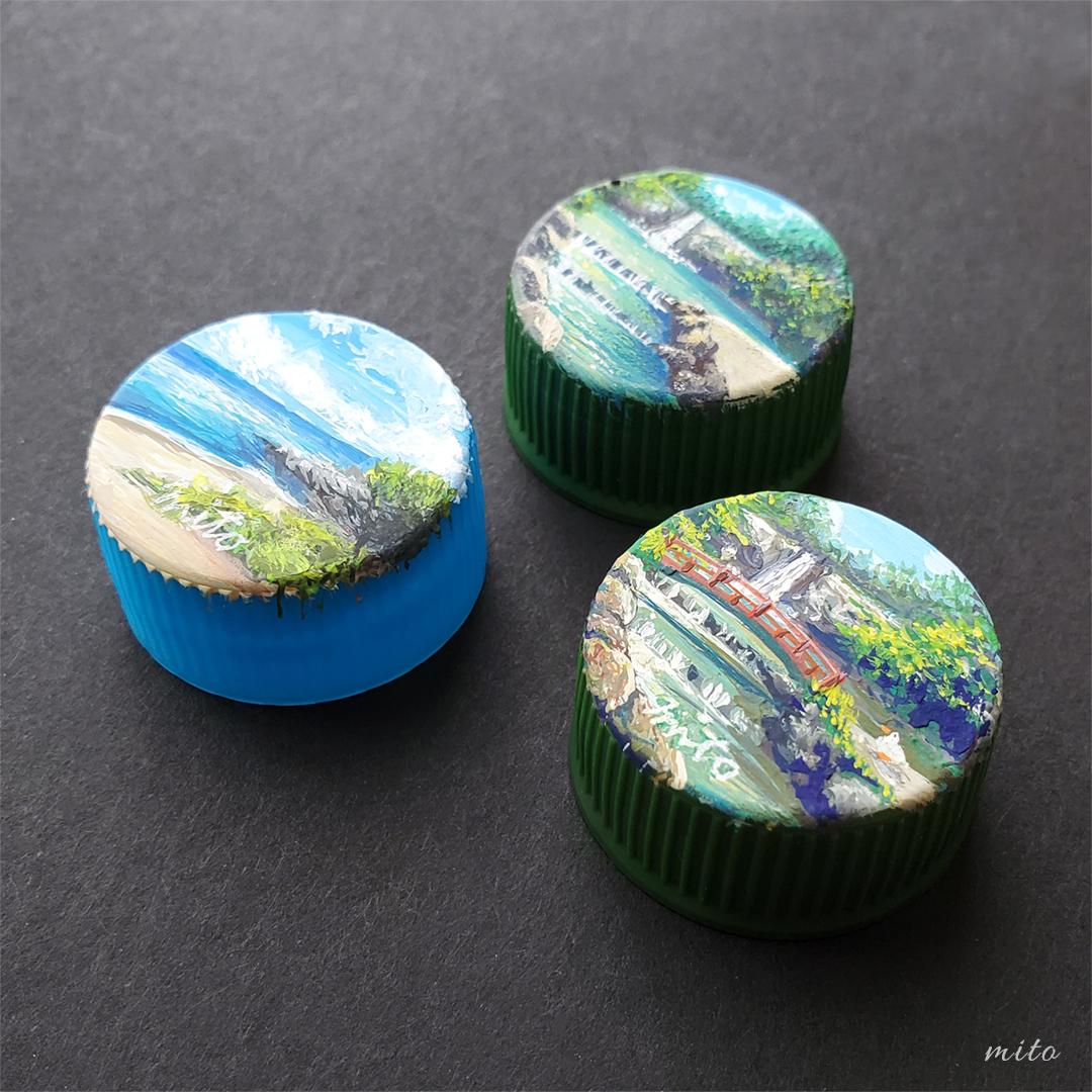 西倉ミト Mito Nishikura 多分私しかやってない 生茶のキャップに風景を描きました T Co Gfunw1b7ri Twitter