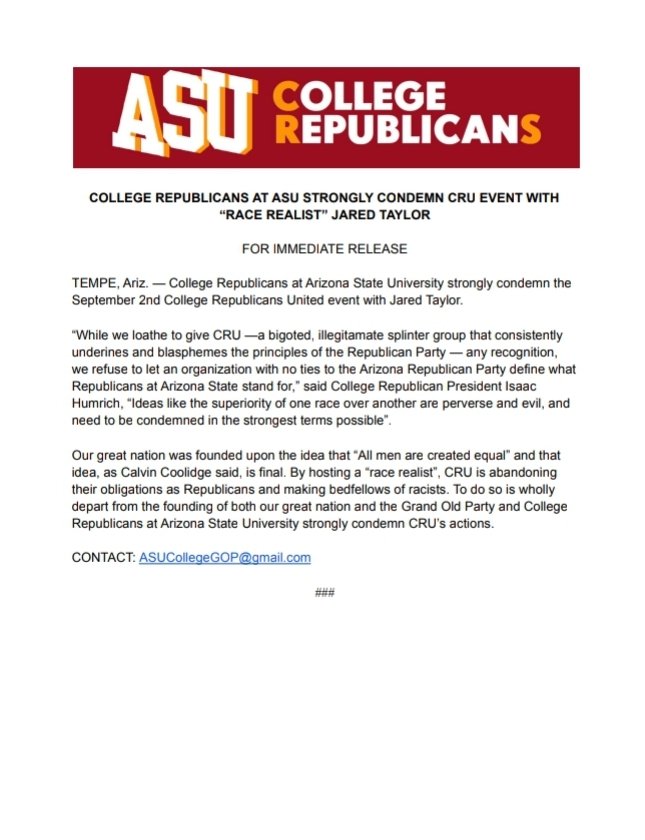 BREAKING:College Republicans condemns event with Jared Taylor