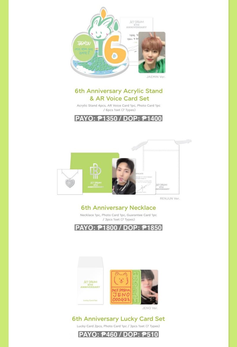 dorennicart's tweet photo. [ph go / pasabuy] wts lfb nct

nct dream 6th anniversary md
- acrylic stand + ar voice card
- necklace
- lucky card set
- griptok
- repackage photocard set
- rubber keyring

- ALL-IN, FETA
- dop: payo or 7 days
- if form is open, u can still order

link: https://t.co/hDq5AOkQfq https://t.co/WjxObmcP5w
