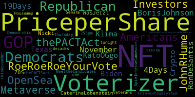 infokalyptisch's tweet photo. Trending in my timeline now:  #8242022 (12)  #NFT (10)  #Voterizer (9)  #PriceperShare (9)  #GOP (4)  #100 (2)  #Democrats (2)  #thePACTAct (2) https://t.co/k1FFCcTdDh