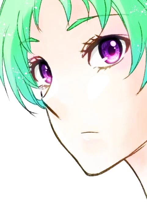 先月描いた絵です キラキラな目が描ける(塗れる)ようになりたくて練習しました 難しいね
