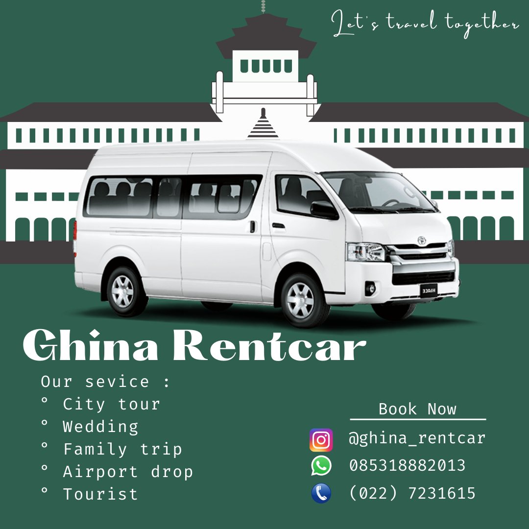 Ghina rentcar menyewakan toyota hiace bandung untuk perjalanan wisata dalam kota atau luar kota, wedding, drop bandara dan ziarah.
#infoBDG #sewamobil #wisatabandung #pangandaran