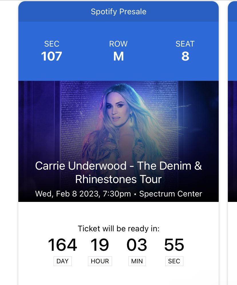medicaldanvers's tweet photo. hey there! i’m looking to sell my two carrie underwood concert tickets to her show in charlotte NC! i unfortunately will not be able to attend anymore due to money problems!! just looking for what i payed for the two tickets ($152 each) anything will help!

#CarrieUnderwood https://t.co/un3BK3ZTN8