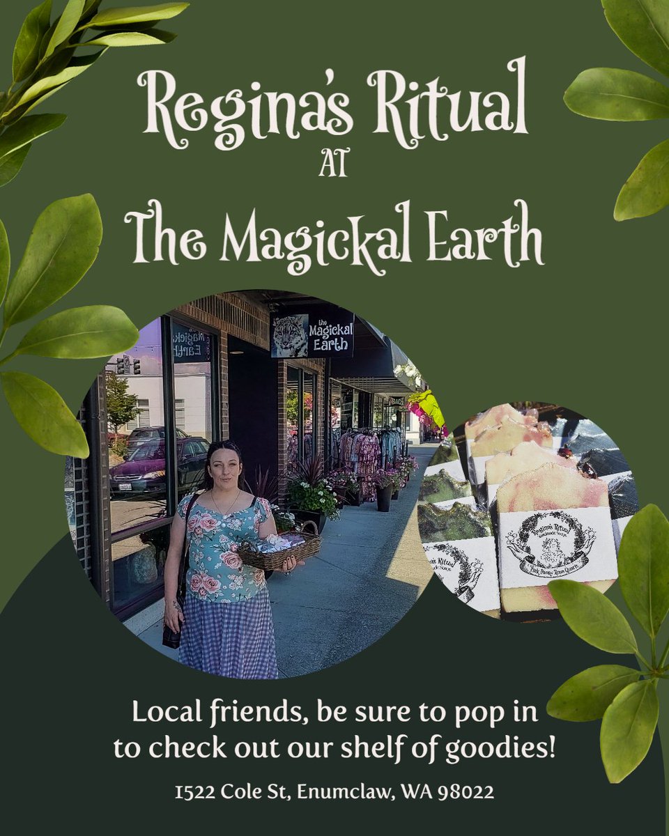 ReginasRitual's tweet photo. Local friends be sure to stop by The Magickal Earth and check out our soaps! Next week we are bringing in a larger selection of products! We are so excited to be included in their awesome store, they have the best stock of crystals! 
#handcrafted #tarot #crystals #soap https://t.co/iqZaVnHyNW