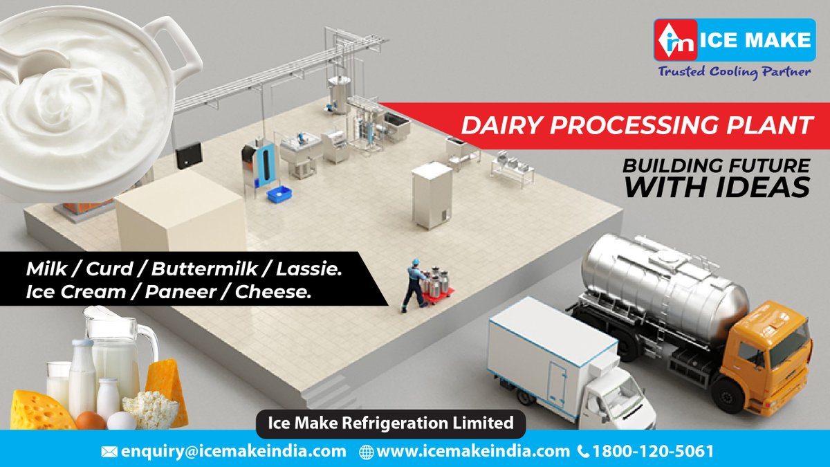 IceMakeRef's tweet photo. The quality-driven dairy processing plant is designed to process heating of milk and then quickly cooling it down to eliminate certain bacteria. 

#IceMake #IceMakeIndia #DairyprocessingPlant #DairyPlants #milkplant #milkprocessing #milkcoolingtank #Milkstoragetank https://t.co/nHHlbNI3Bn