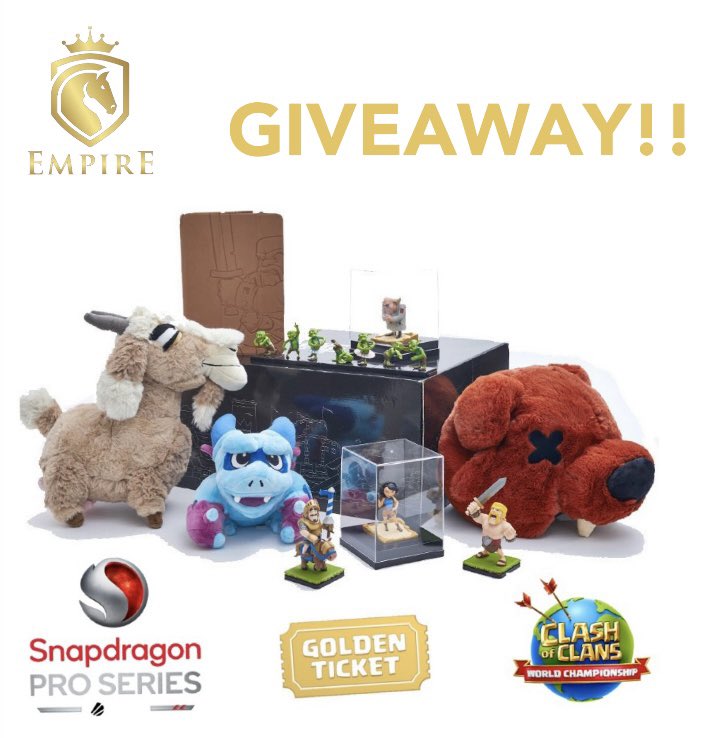 To celebrate Empire Gaming's ESL finals appearance in Katowice Poland, we are giving away a @Supercell merch box to our supporters! 🎁

To participate:
📍Retweet and follow:
@eslmobile and <a href="/clashwithempire/">Empire Gaming</a> 
📍Tag 2 friends 

Draw on August 31st
Good luck everybody!! 🍀