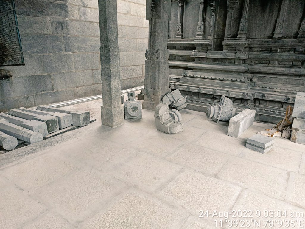 trramesh's tweet photo. Greed for Civil Contracts of @tnhrcedept Officials have resulted in #Shocking Renovation works in the ancient  Sangam Age (2000 years)  Heritage Temple of Sri Sukhavaneswar in Salem City TN. No wonder #UNESCO told Madras High Court that Dept officials shd not handle Temple works. https://t.co/FIVifrz1YB