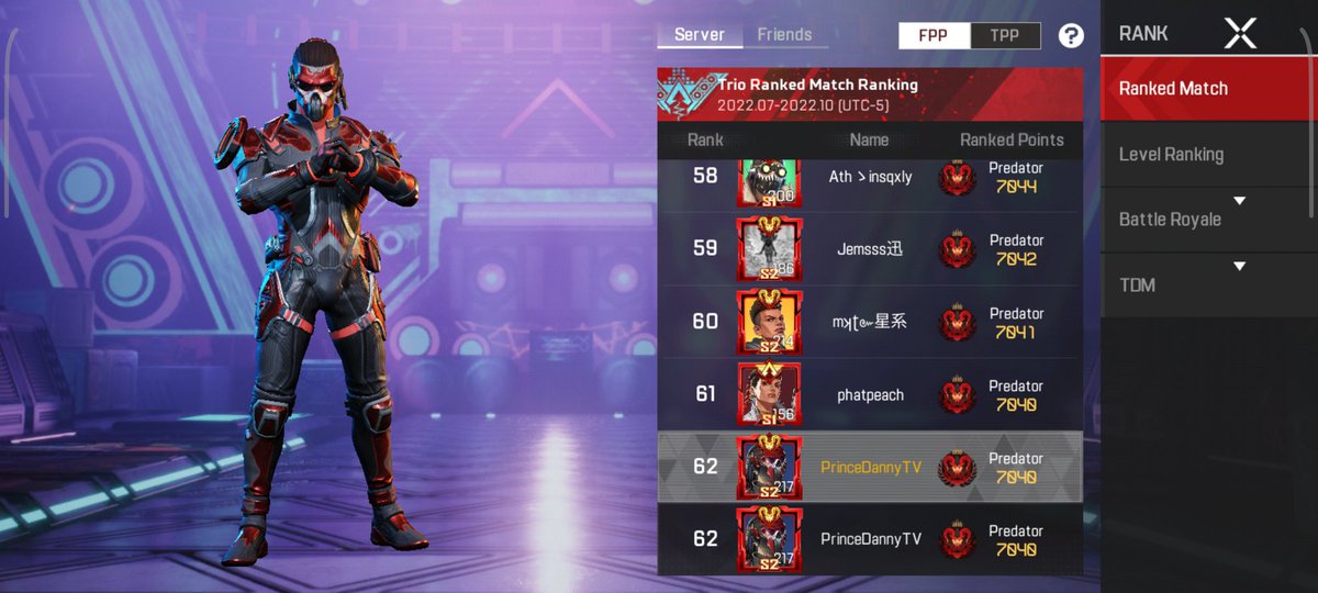 Let's goo just hit Predator in the new season!! Top 62