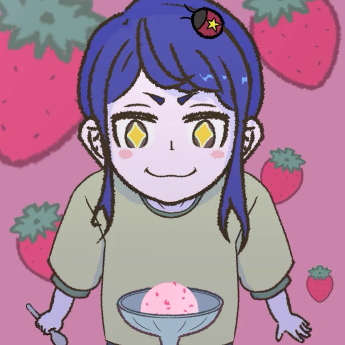 #スマホでお絵描き依存体質のおなべやんですー最近、カフェイン禁止したら、大分寝付きが良くなった気がしますー代わりにアイスが止まらんです(o'ч'o)コレデイインカ?#個人的あるあるいちごもっと食いたくて、表面についてる種を埋めたことあるけど…成長したところ見たことないー(゜ロ゜) 