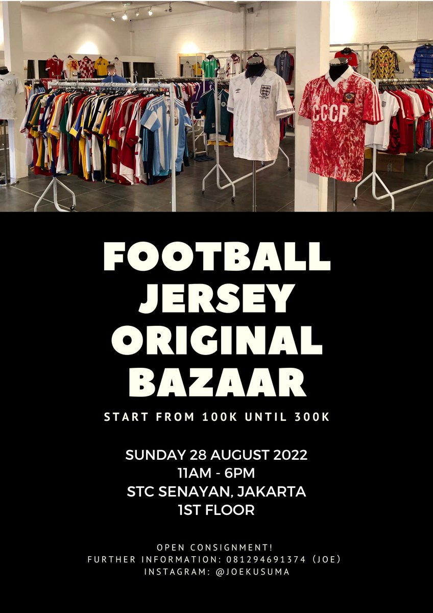 <a href="/Jerseyforum/">The OG Indonesian Blokecore</a> mohon izin RT Nya om, bakal ada bazaar Jersey Original di STC Senayan hari minggu 28 Agustus 2022 ini di acara STC Sunday Flea Market. Terimakasih sebelum nya.