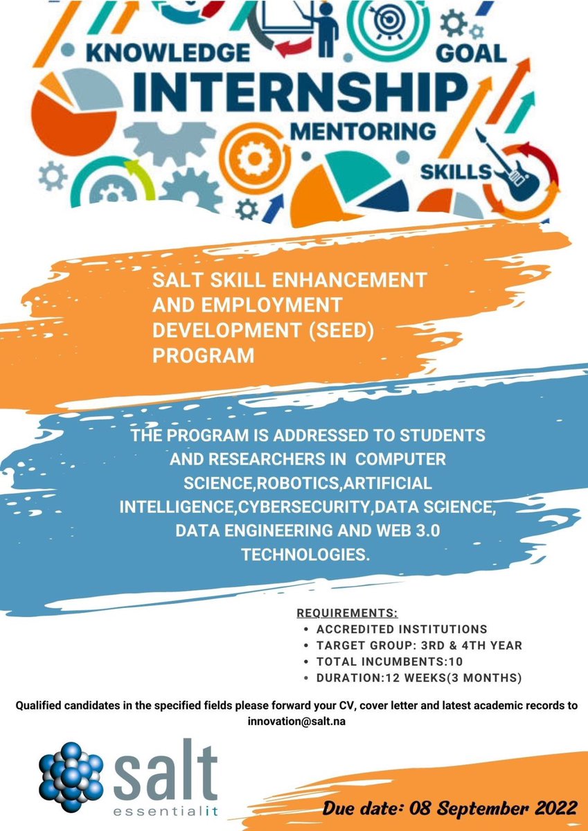 Proud to announce our new Intern Program that will kick off on 08 September 2022. We look forward to onboarding Seedlings to help them grow and develop their career paths in Technology.
<a href="/saltessentialit/">Salt Essential IT</a>