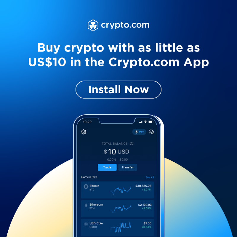 cryptocom's tweet photo. 🔊 Using as little as USD $10 to buy your first crypto
✅ Download Cryptocom App Now