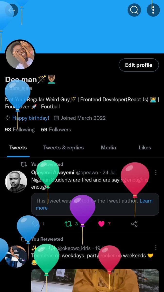 dare_ajele's tweet photo. Yeah!! I got the balloons today🎊🚀

If(August.23){
     return age + 1;
} https://t.co/k4kcFvi2La