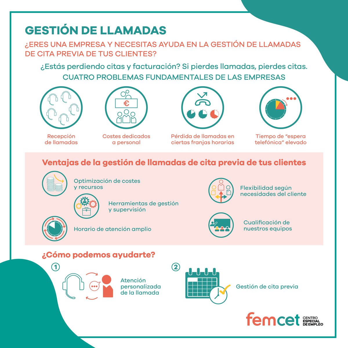 📞 GESTIÓN DE LLAMADAS 📞

¿Eres una empresa y necesitas ayuda en la gestión de llamadas de cita previa de tus clientes?

ℹ️Para más información, ponte en contacto con @femcet

#femcet #servicioempresas #externalizacionservicios #personascondispacidad #gestionllamadas #citas