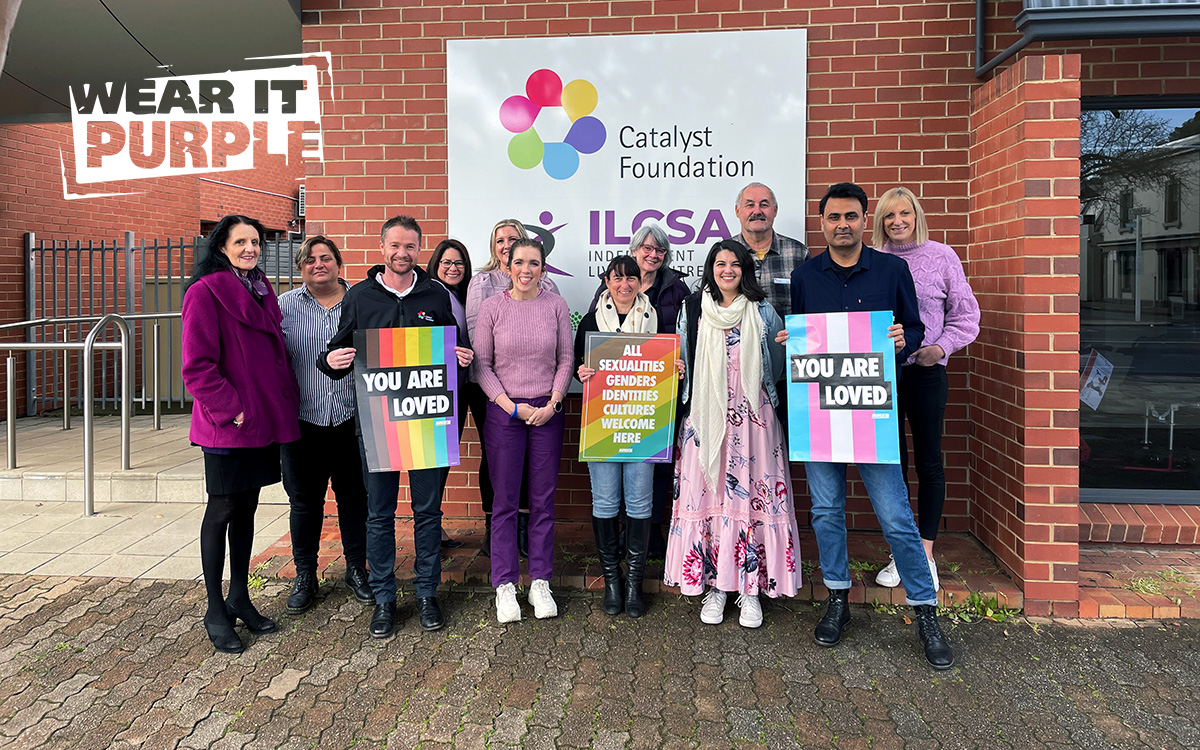 💜 This Friday is Wear it Purple Day! 💜 
Catalyst Foundation is getting in early for our staff meeting and dressing in our brightest purples today to support our LGBTIQA+ young people to be who they are! #wearitpurple with us this week!