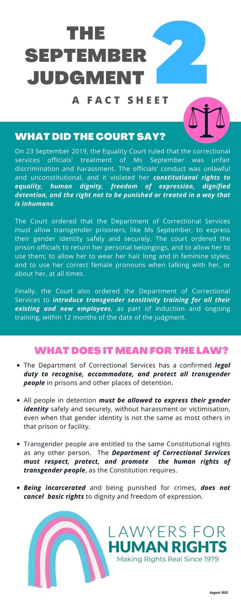 Today marks 1 month until the 3 year anniversary of the September judgment - a case about the state's duty to respect, protect, and promote the basic human rights of #transgender people. 🏳️‍⚧️✊⚖️ But is @Min_JCS doing what the court ordered? In the coming month, we will reflect...