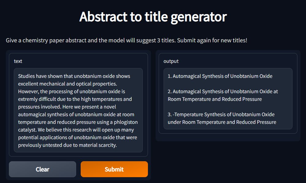 _yue_wu's tweet photo. Ever have difficulty coming up with paper titles? New app for generating title suggestions from abstracts here: https://t.co/tpN8MBPIna (reversal of training and target data from https://t.co/Z29Tzx8VMq's title2abstract!) https://t.co/6yRsDKpDg1