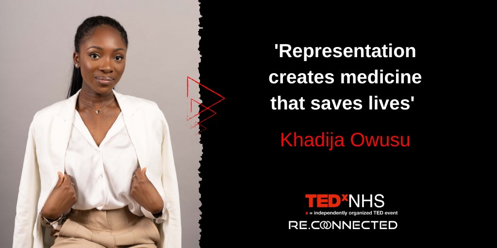 .@Khadijaowusu is our first speaker of #TEDxNHS #Reconnected

Dr Khadija Owusu is a change agent and a voice for Black and ethnic minority aspiring medics, medical students, and doctors, as she works to tackle issues on EDI