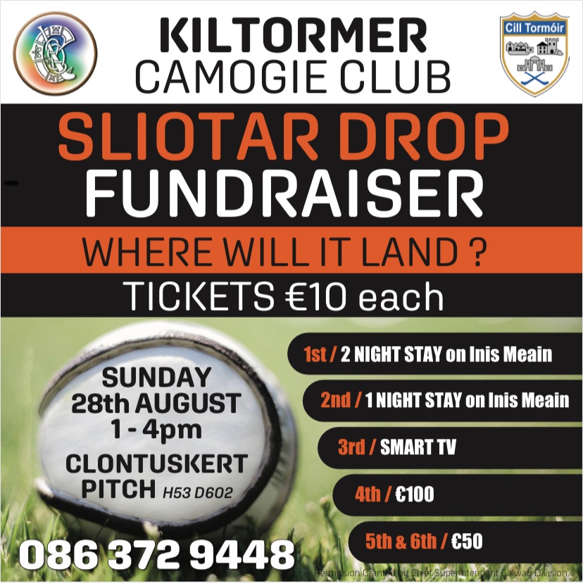 KiltormerC's tweet photo. ⭐️Kiltormer Camogie Sliotar Drop⭐️
Kiltormer Camogie Club are running a Sliotar Drop at Clontuskert’s Fun Day on Sunday the 28th of August. Tickets are €10. Great prizes to be won. Please support!! https://t.co/i69utV1UC5