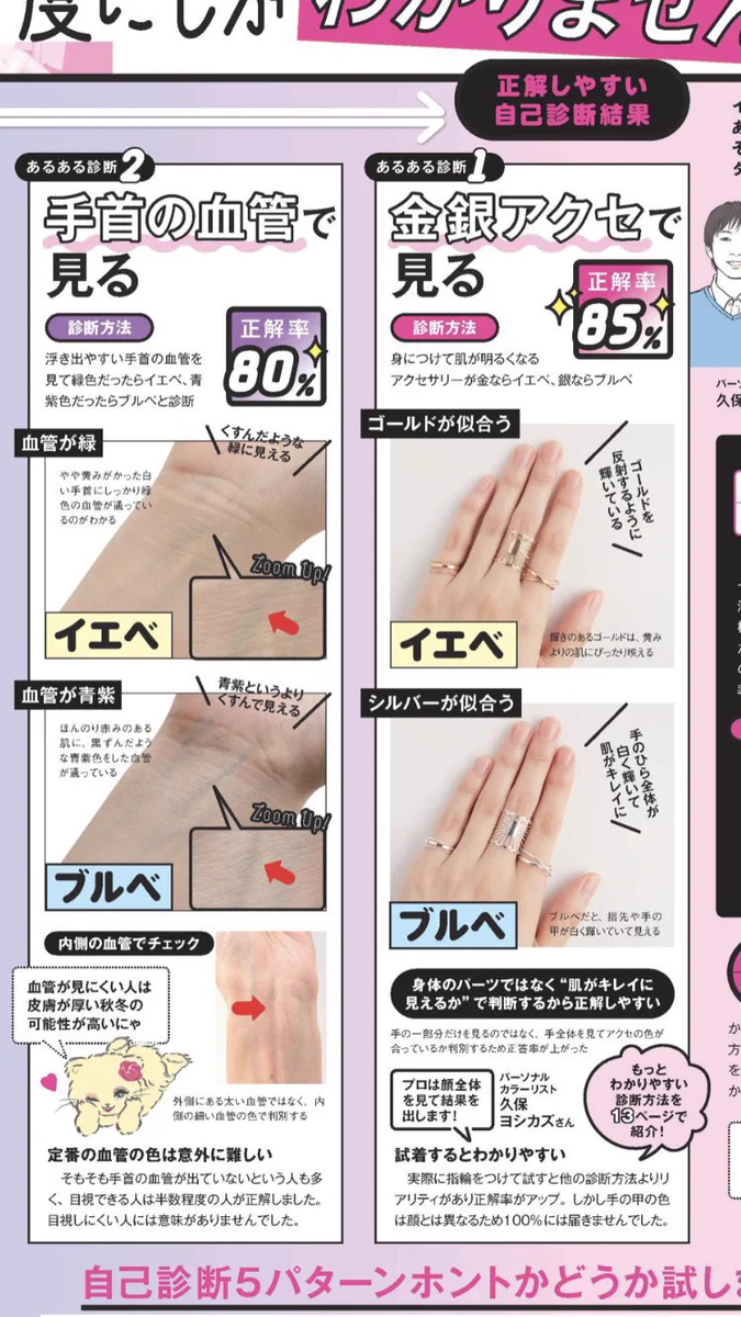 簡単でわかりやすい！イエベとブルベの見分け方！