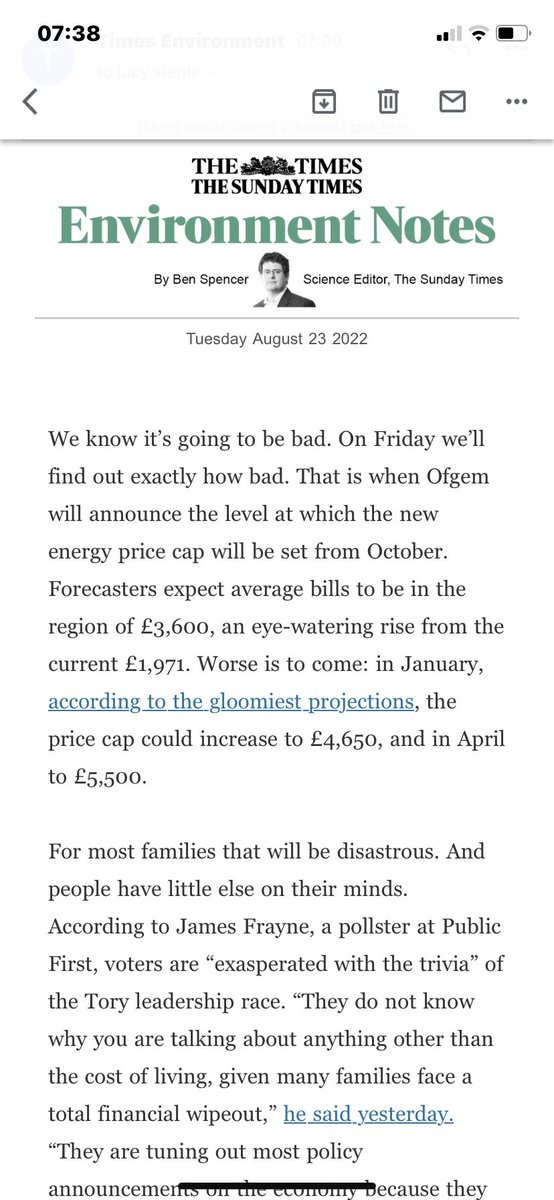 lucysiegle's tweet photo. Very good #environmentnotes from @Ben_Spencer @thetimes this morning. Digest of #EnergyCrisis and what should be done. https://t.co/oWpZk90gFp