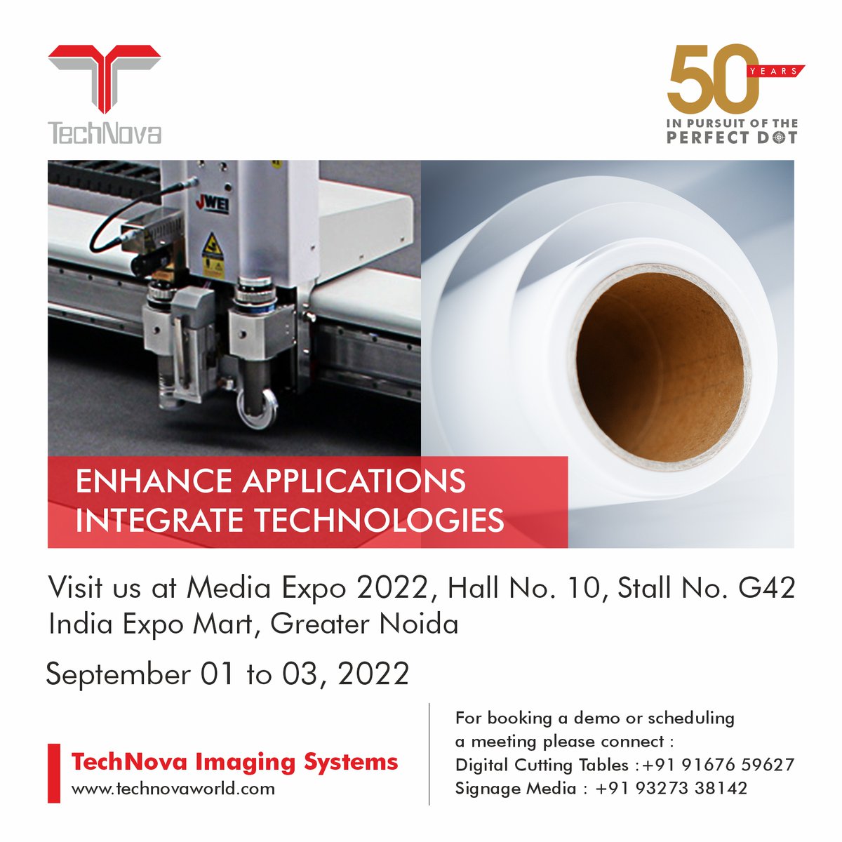 TechNovaWorld's tweet photo. TechNova @ Media Expo 2022, New Delhi
Hall No. 10, Stall No. G42
Enhance Applications, Integrate Technologies✨
#technova #Mediaexpo #Mediaexpo2022 #Digitalprinting #Signagemedia #Digitalcuttingtabels #NovaSign #JWEI https://t.co/v5EET5nYsg