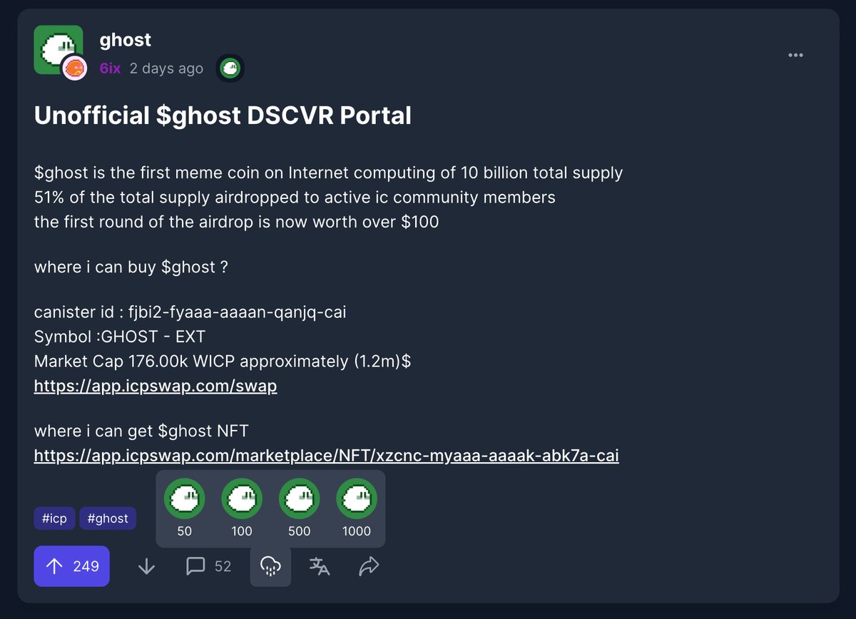 $GHOST fam👻👻👻 #ICP
I need to take a real break. Please leave your <a href="/DSCVR1/">dscvr.one</a>  link, I will tip all of you guys.
👻👻🔥🔥🚀🚀🌑🌑