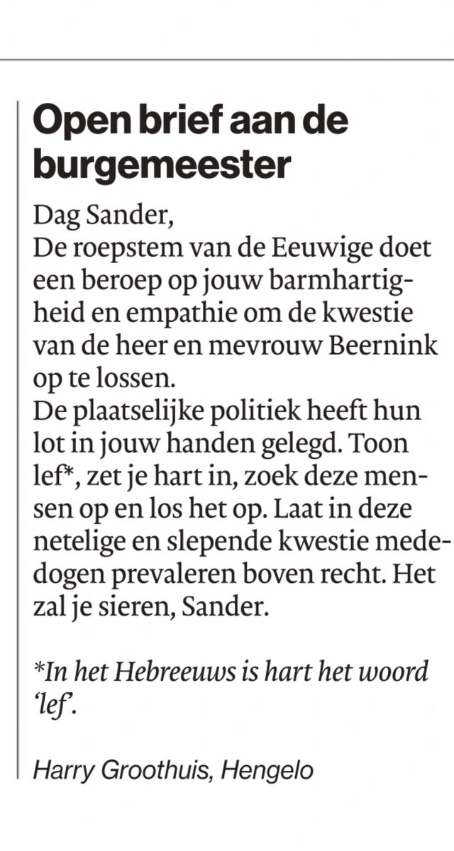 LeoLokaal's tweet photo. Ingezonden brief in de @tubantia redactie #Hengelo . Duidelijker kun je het niet zeggen. Los het op #Schelberg burgemeester van #Hengelo !! @gemeentehengelo @TubantiaHengelo @Han_Daals @BBHengelo https://t.co/wxfokIp7Qv