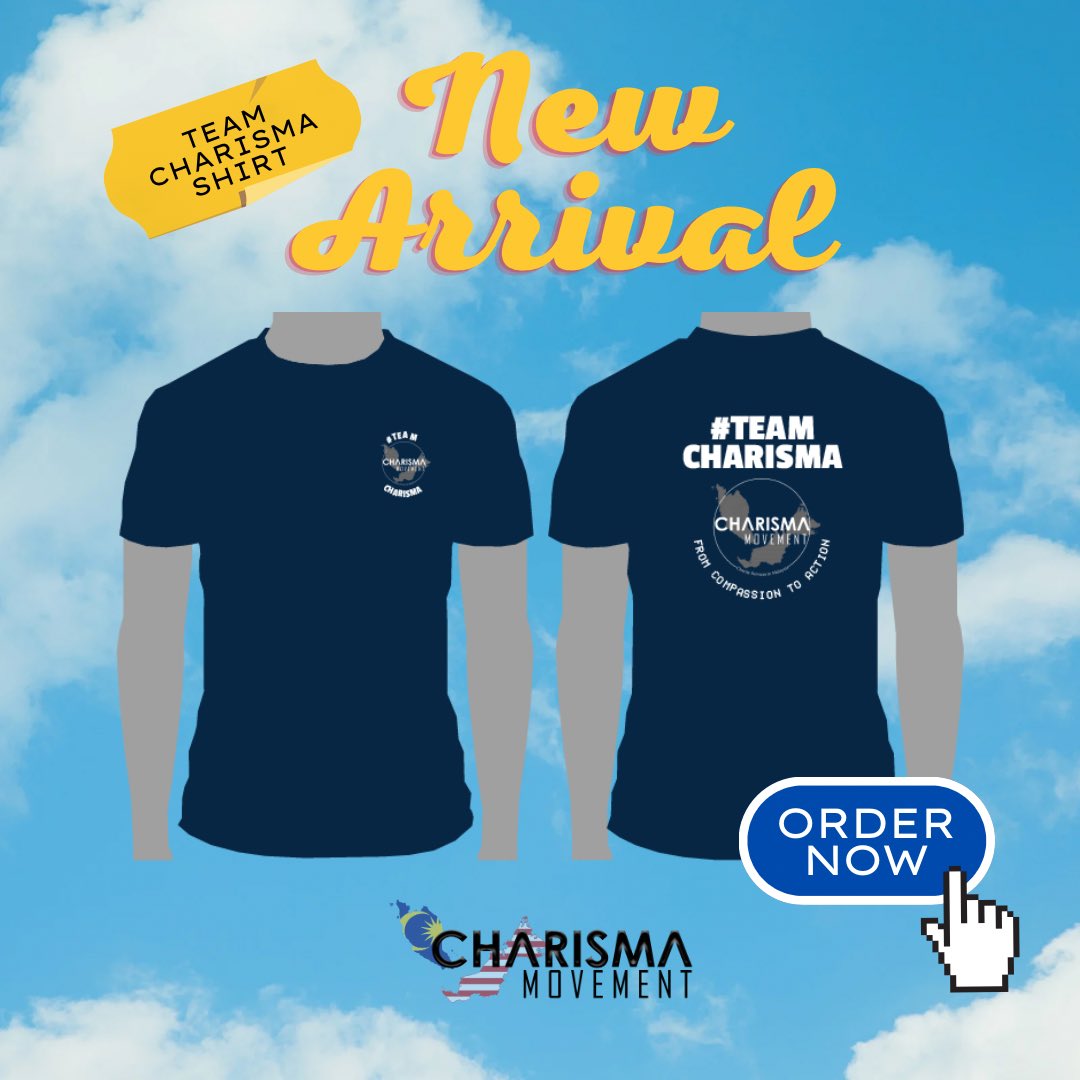 CharismaMVMT's tweet photo. Want to show your love and support for #teamcharisma? We are now selling our new team shirts! They come from size XS all the way to 3XL!
Full price:
For West Malaysia - RM37
For East Malaysia - RM45
Place your order:https://t.co/E5k9OvdfIA
#CharismaMovement #YouthVolunteer https://t.co/fjb0aLKz9u