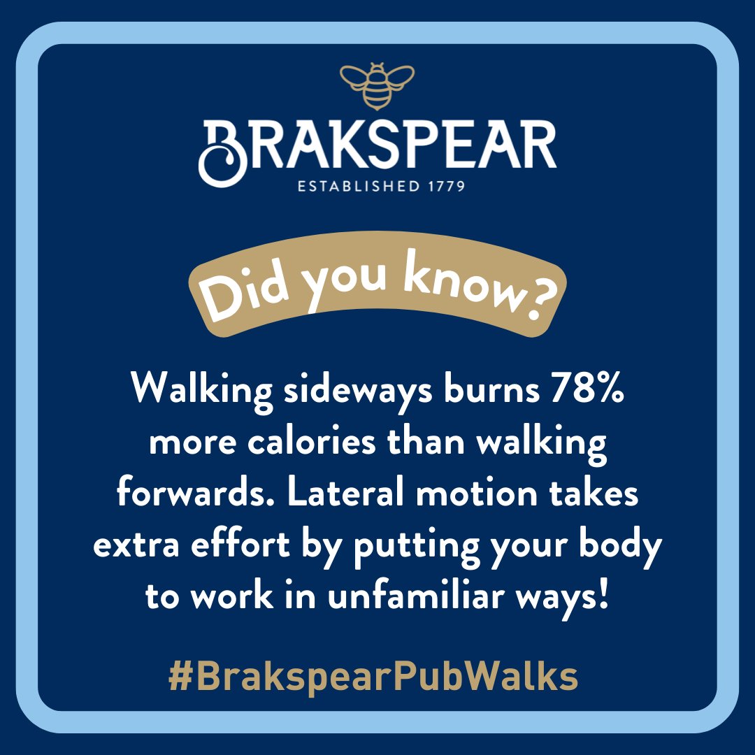 Are you up for a sideways crab-style pub walk? 🤪🦀

Sideways walking uses a different set of muscles from the primary muscles used in walking straight ahead, which results in utilising underused muscles while also improving balance, flexibility and increasing spatial awareness!