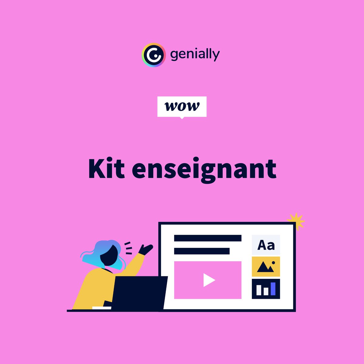 🎉Nous lançons le #KitEnseignantGenially !

🎁Contient : Plus de 30 modèles gratuits, des ressources que vous pouvez réutiliser et des idées sur comment utiliser vos geniallys dans vos cours.

🔖Gardez-le et utilisez-le tout au long du cours !⬇️
view.genial.ly/62fb603d03d7fd…