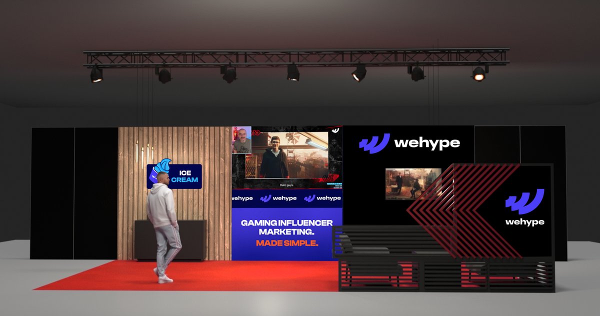 Wehype's tweet photo. Gaming Influencer Marketing + Ice Cream 🚀🍦 Wehype at @gamescom – Hall 4.2, Booth A-052. See you there!   

Booth designed by our friends at OneMotion IMC.

#gamescom2022 #stayhyped https://t.co/I1ZGYn99ju