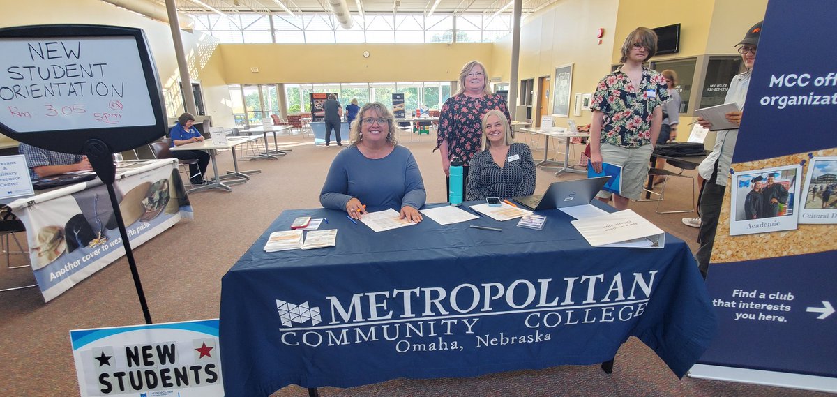 JamesCloyd_MCC's tweet photo. Shout out to Amy Slama &amp; Trish Johnson for staffing the Welcome table &amp; to Drew Dillon &amp; Ivona Masic for facilitating MCC's New Student Orientation this evening!

For more information:
Call us at 531-622-2400 or email Enrollmentmanagement@mccneb.edu

#MCCNEB #MCCNSO #SmartStart https://t.co/U74pbNI3Aa