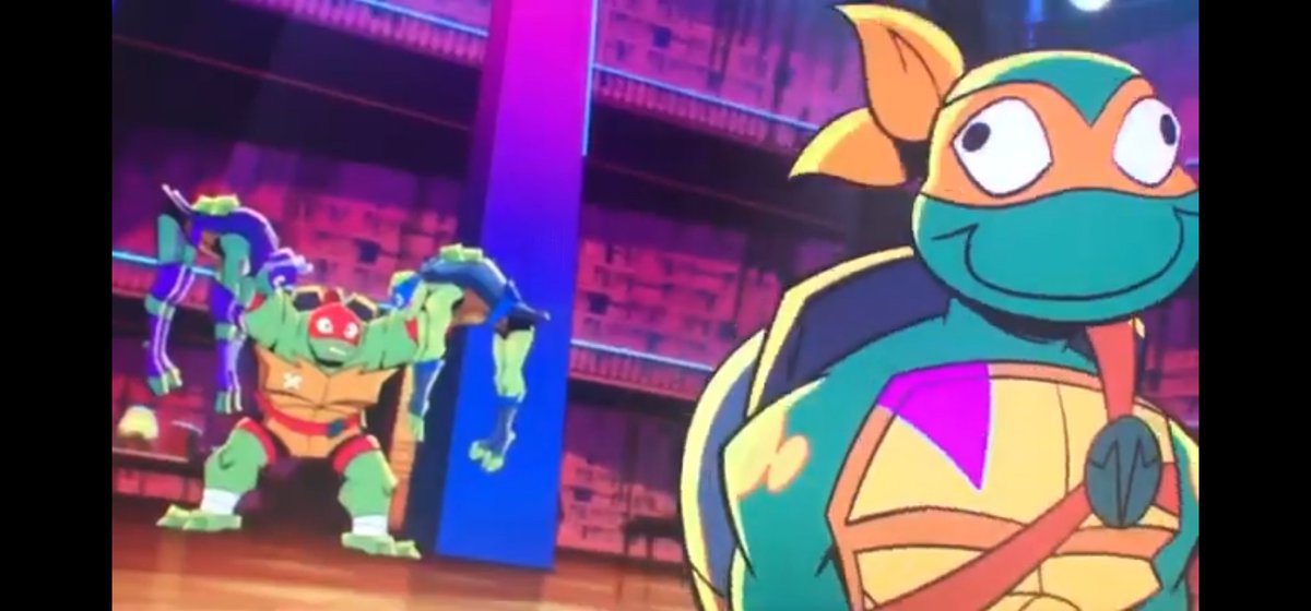 NeonRE86's tweet image. Mikey s face in this sums up most of my DnD characters. The &quot;I&apos;m about to do a dumb&quot; face. I adore this show so far! 🤣 #RiseoftheTMNT #mysticlibrary #Michaelangelo #Raphael #Donatello #Leonardo