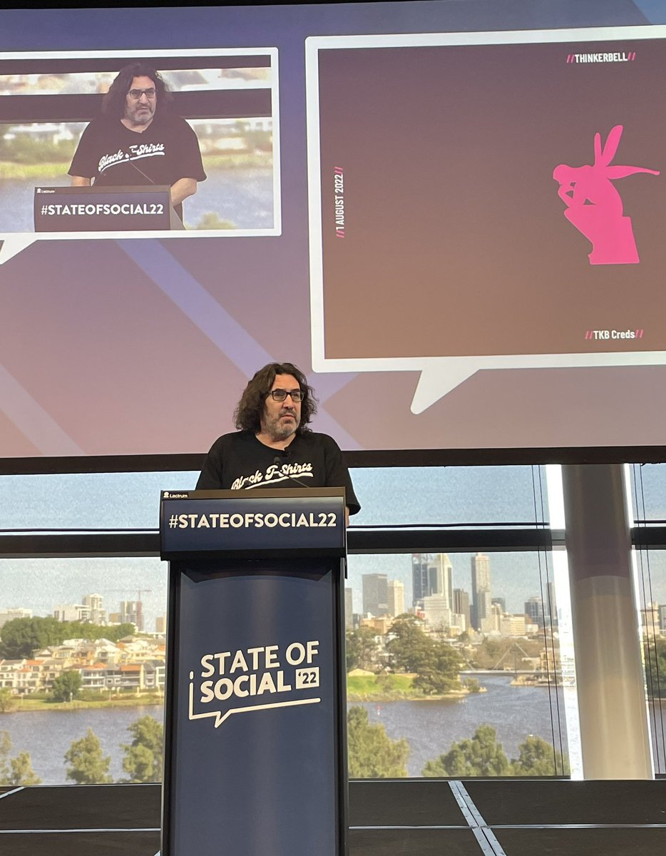 hayleyboneham's tweet photo. @adamferrier at #StateofSocial22 talking Minimal Viable Process (MVP) at #thinkerbell https://t.co/mtMVkKMmIk