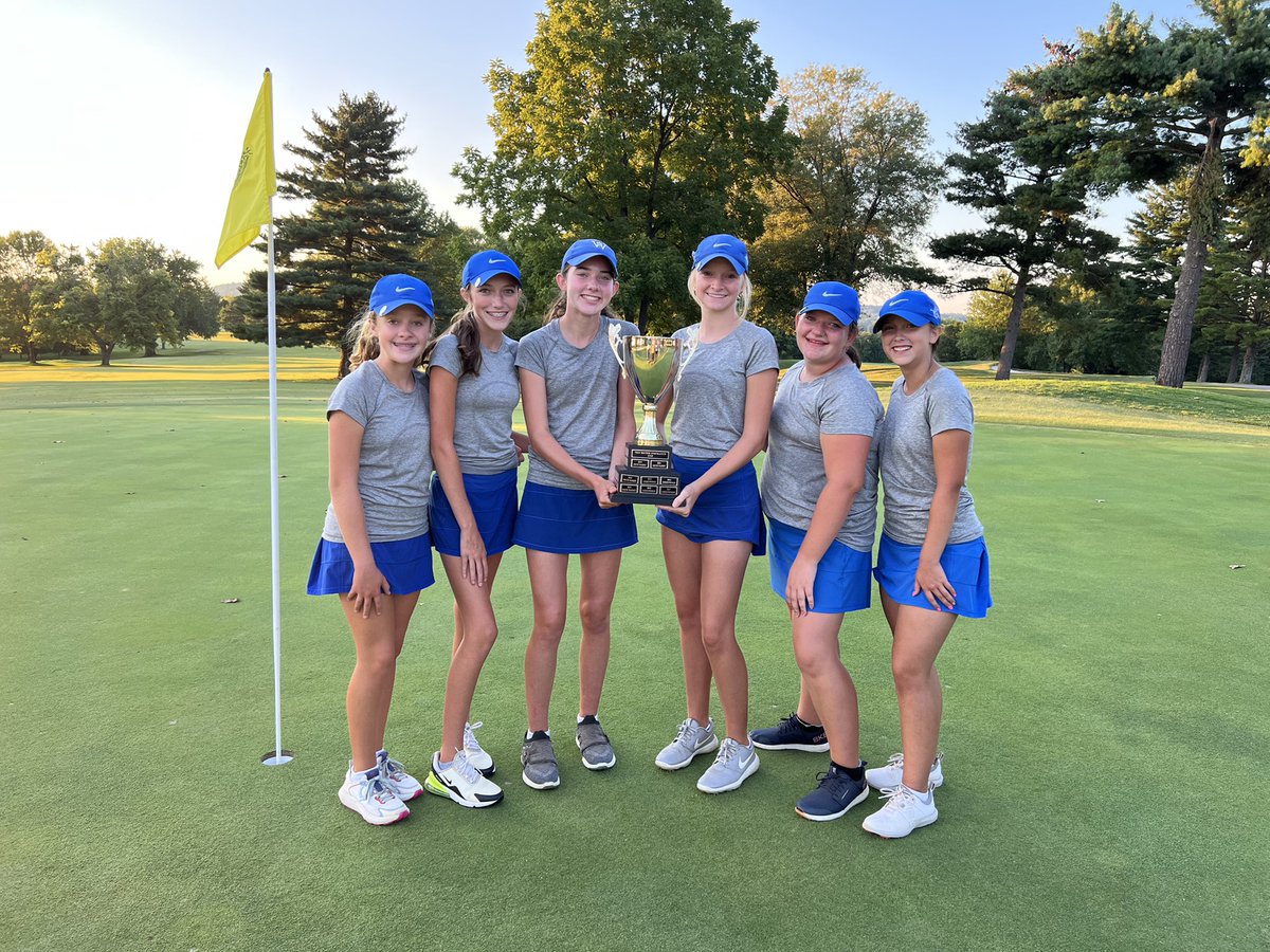 SWHSLadyGolf's tweet image. We’ve been back and forth with @LadyPurplesGolf all season long but pulled out the win to claim the Van Meter Cup. Our dynamic duo of @sydneymgolf and @ainslee_cruce finished champion and runner up on the individual side. So proud of these girls to bring the 🏆 back to SW ⚔️⛳️🏌️‍♀️
