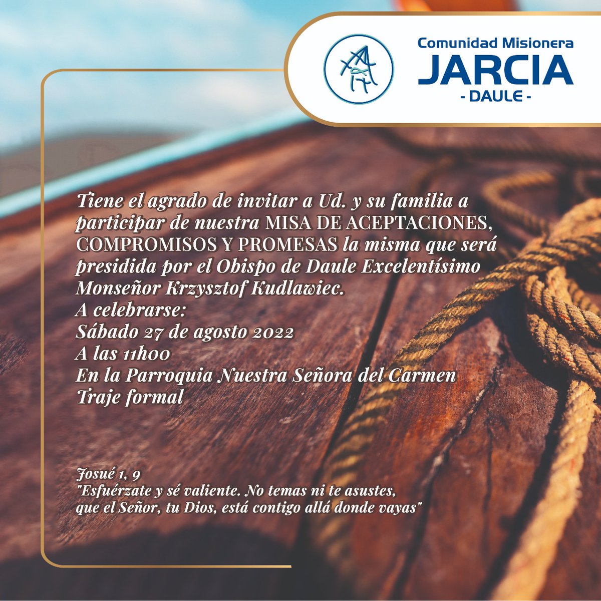 CMJarcia's tweet photo. Celebraremos en comunidad nuestra misa anual de Acción de Gracias.
Unámonos en oración con nuestros hermanos para que Dios los fortalezca en las aceptaciones, compromisos y promesas que asumiran y renovarán.
#CMJarcia #GranPescador #JarciaDaule https://t.co/oMrybITAPp