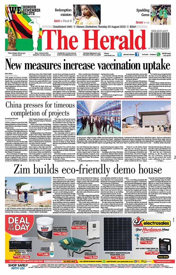 The Herald Zimbabwe on Twitter: "Check out today's front and back pages