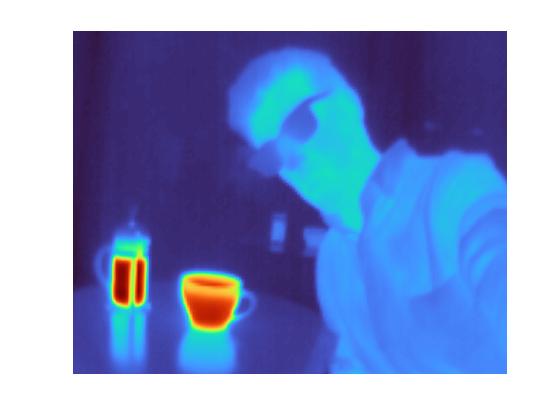 TMOS_ARC's tweet photo. Coffee + thermal-camera selfie time! See the reflection at the back? Window glass is a mirror at longer wavelengths, w/ zero transmission @KamaliKhosro #TMOSScienceweek  @TMOS_ARC https://t.co/0WnHlp4uAp