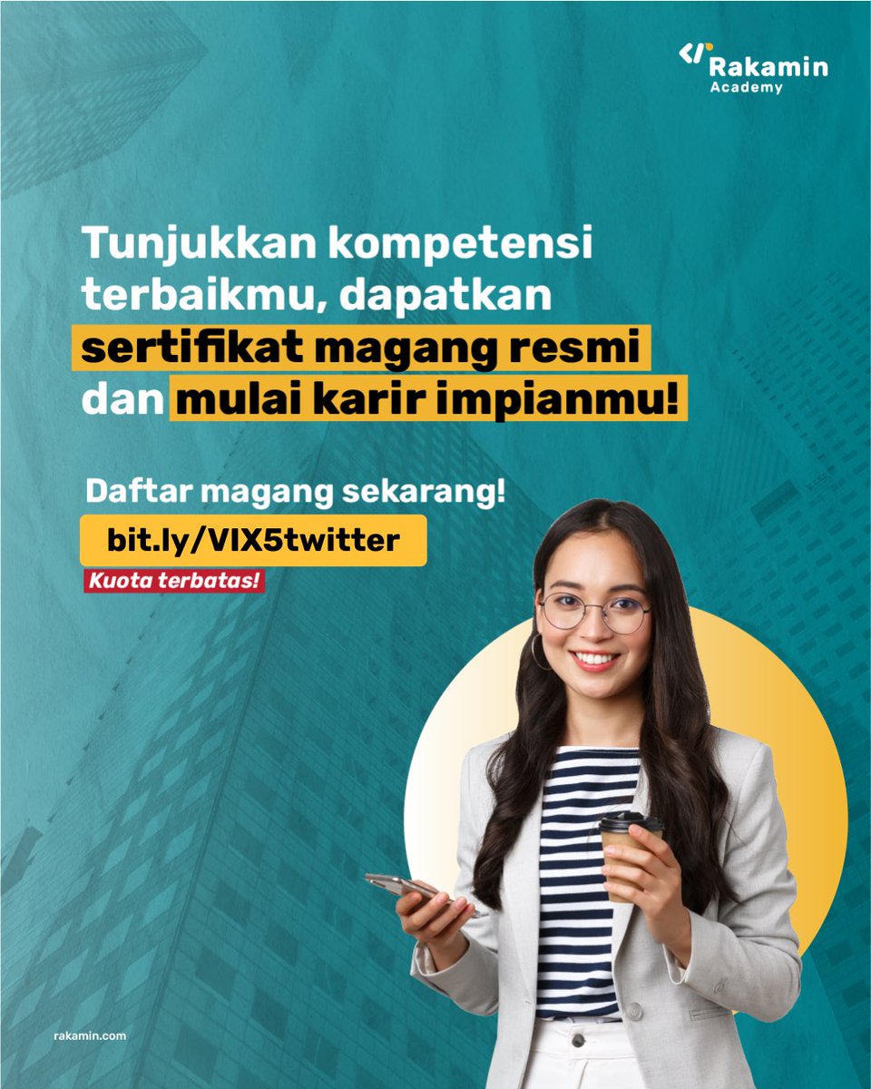 Pendaftaran Magang Virtual Batch 5 Resmi Dibuka!

Companynya banyak banget! Mulai dari Schoters, Kimia Farma, Bank Muamalat, dan masih banyak lagi!

Benefitnya apa aja?
✅ E-Certiticate
✅ High Quality Portfolio
✅ Real Case Project

Link Pendaftaran:
bit.ly/VIX5twitter