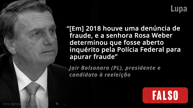 agencialupa's tweet photo. É falso que a ministra Rosa Weber tenha determinado abertura de inquérito para apurar possibilidade de fraude nas eleições de 2018. De fato, uma acusação foi protocolada pelo advogado Ricardo Freire Vasconcellos no @TSEjusbr alegando “fraude matemática” nas urnas. https://t.co/o14D5E536D