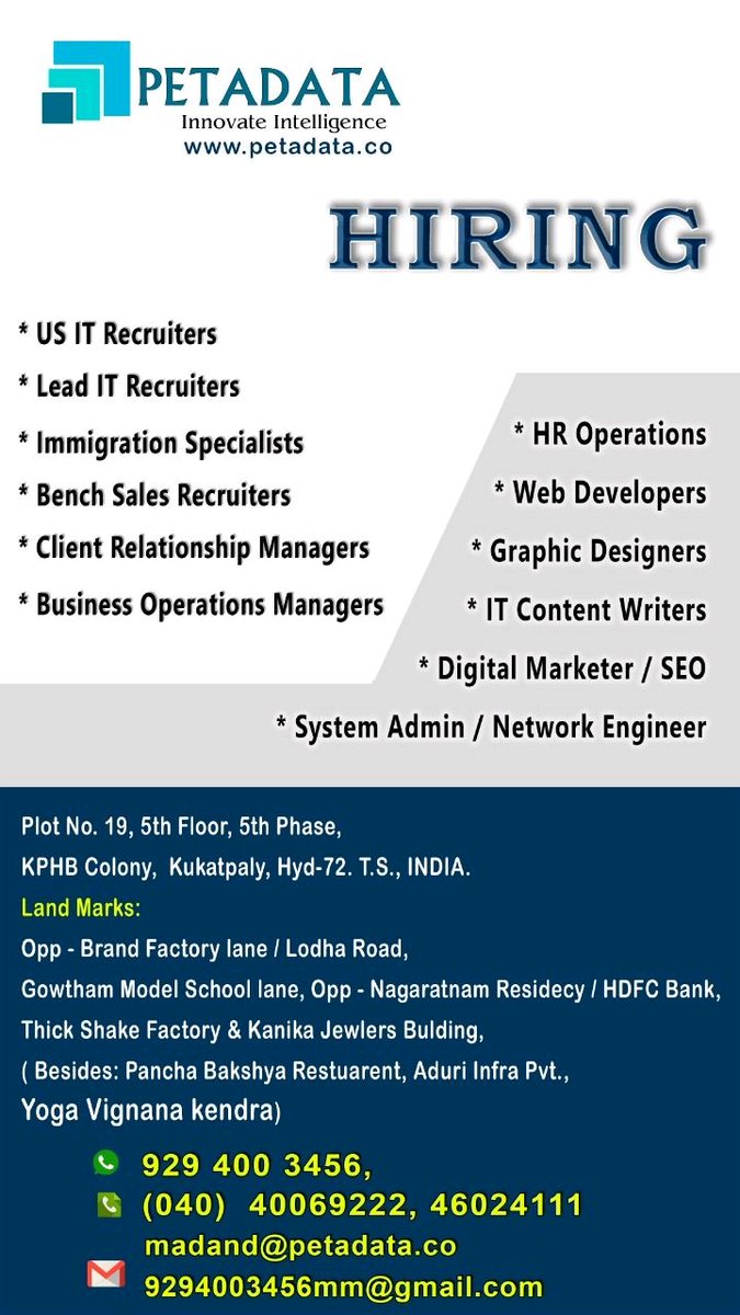 AmeyPant's tweet photo. #Hiring #Hyderabad #recruiters #JobSearch #JobAlert https://t.co/4WWX1tzekg