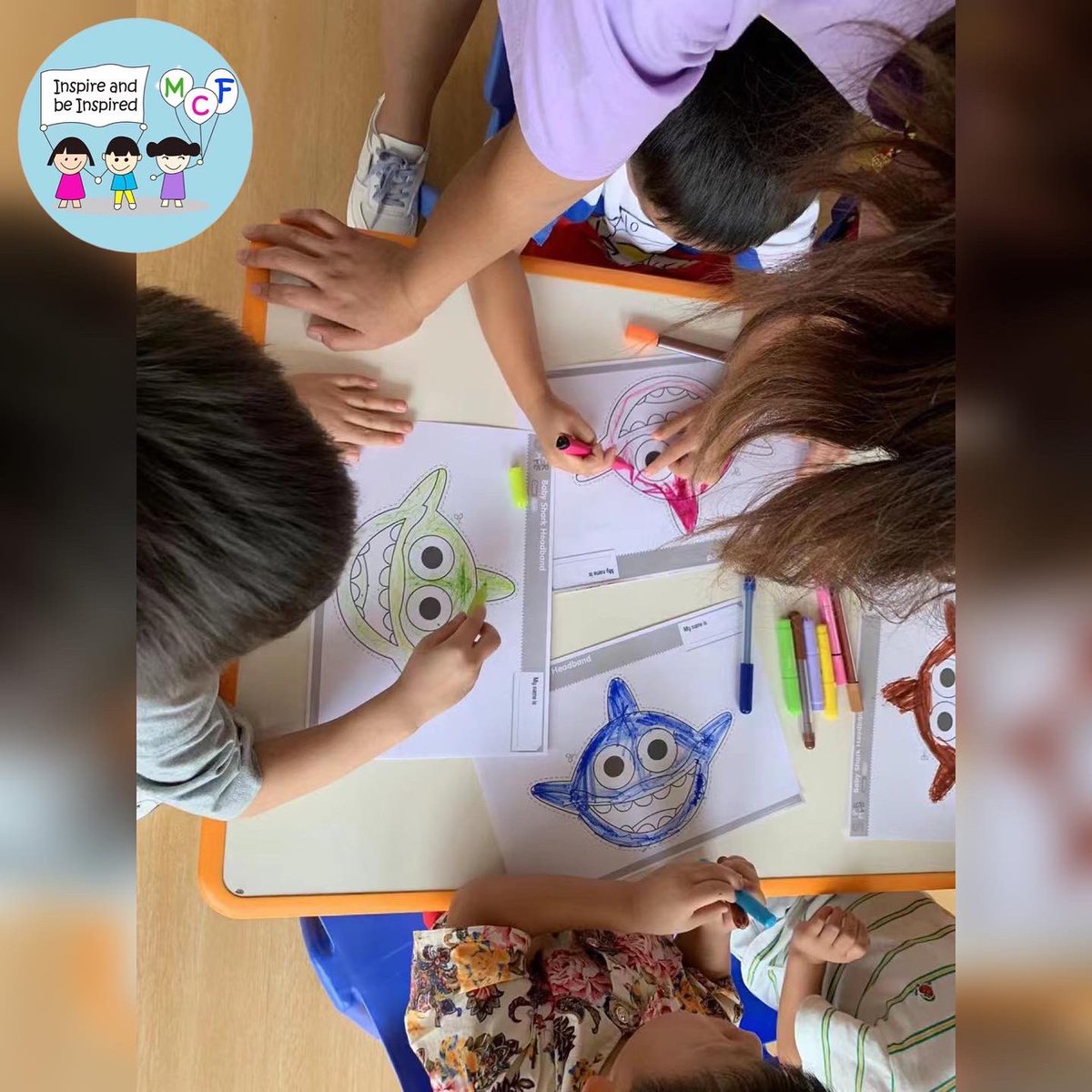 china_mcf's tweet photo. Well it was Shark week at Friday school last week! 🦈 The children had a great time  decorating shark headbands and singing the internationally renowned “Baby Shark” song. The younger class enjoyed the songs more while the older class got really into personalizing their sharks! https://t.co/QMuR2F1YIF